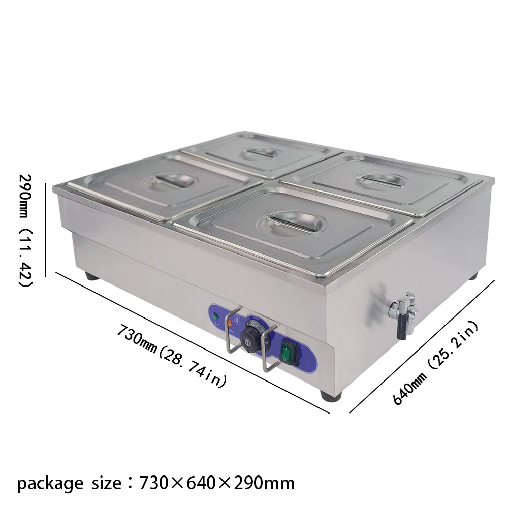 4 Pots Bain Marie Кейтеринг мокрое и влажное тепло из нержавеющей стали горячее питание