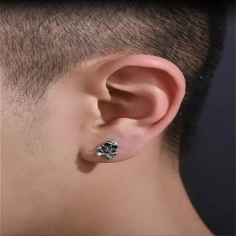 1 шт. Нержавеющая сталь серьги в стиле хип хоп с изображением черепа со шпилькой