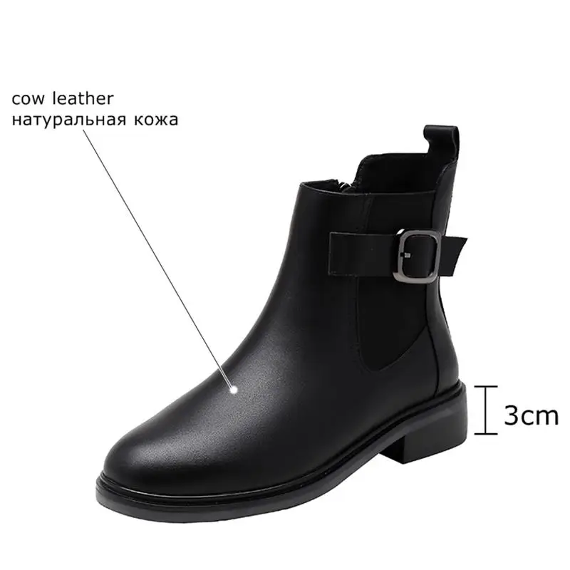 

ALLBITEFO Size 33-42 Elastic Band Round Toe Genuine Leather Women Boots Shoes Motocycle Boots Leisure Fashion Girls Ankle Boots