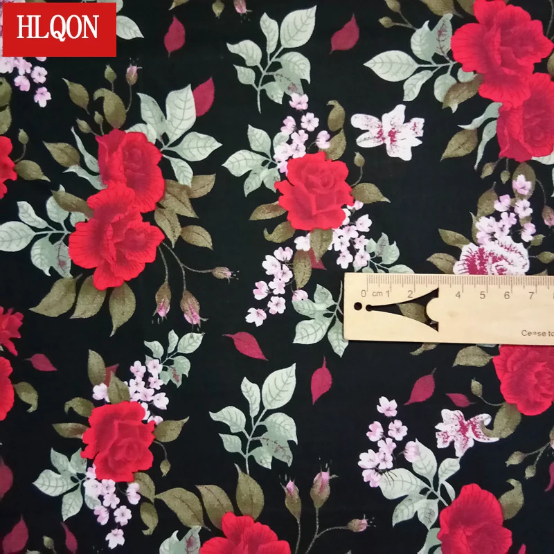 HLQON cotton printed big flower fabric used for patchwork sewing Textile women dress clothing skirt shoe by 100x150cm | Дом и сад