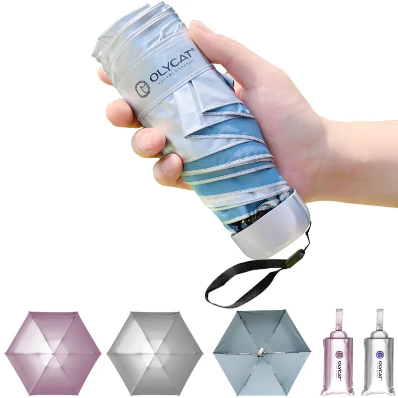 91 см маленький портативный зонтик дождь женский солнце Титан серебряный зонтик с защитой от уф мини дети 5 складной ветрозащитный женский мужской зонт