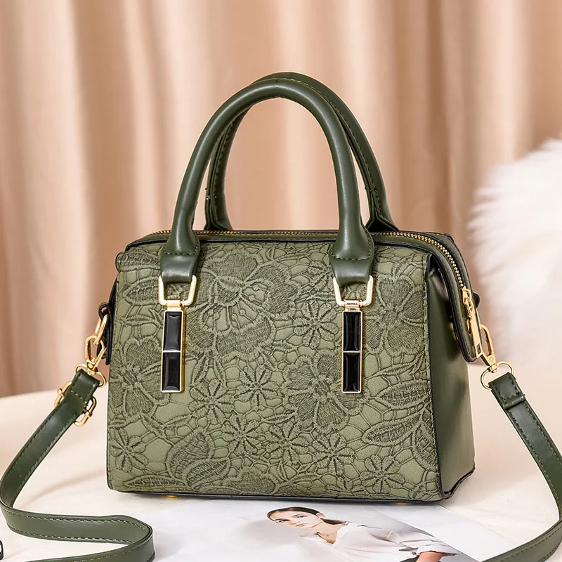 

New Fashion Women High Quality Handbag Luxury Designer PU Leather Totes Top-Handle Embroidery Lady Simple Crossbody Shoulder Bag