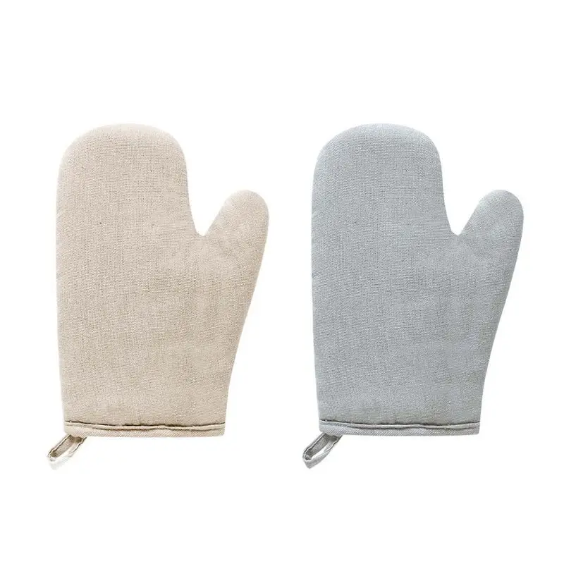 

1 Pc Kitchen Heat Resistant Glove Cotton Linen Baking BBQ Cooking Mitts Microwave Mitten