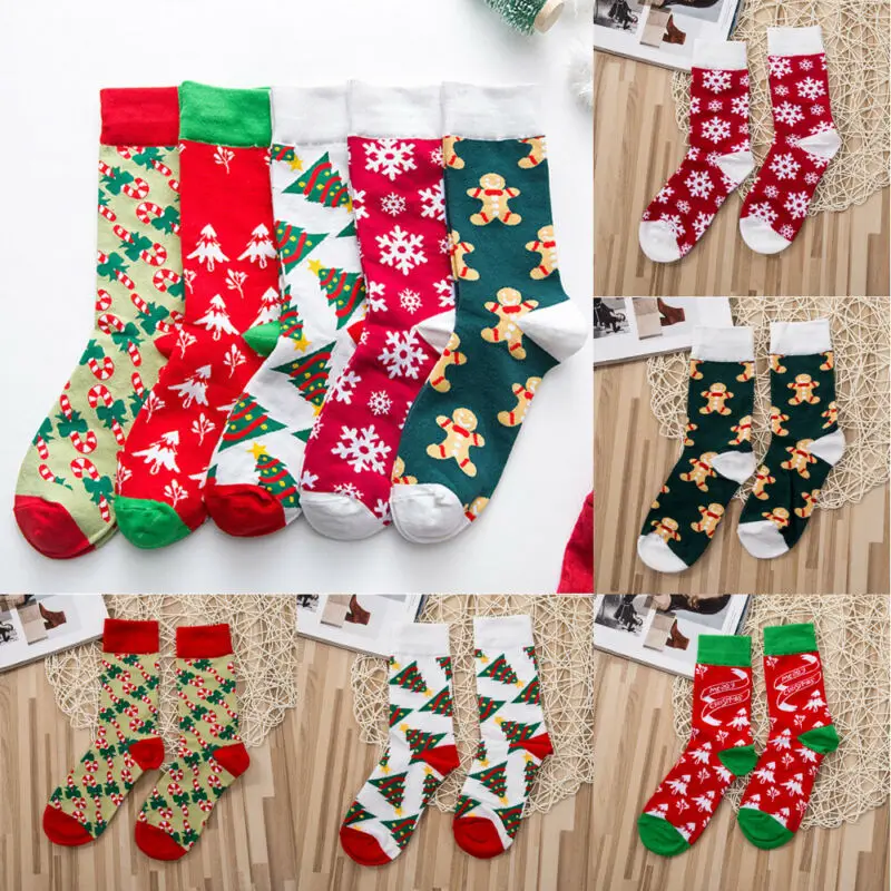 Мужские и женские рождественские носки подарок Санта-Клауса детские забавные