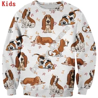 autumn winter basset hound 3d printed hoodies pullover boy for girl long sleeve shirts kids funny animal sweatshirt