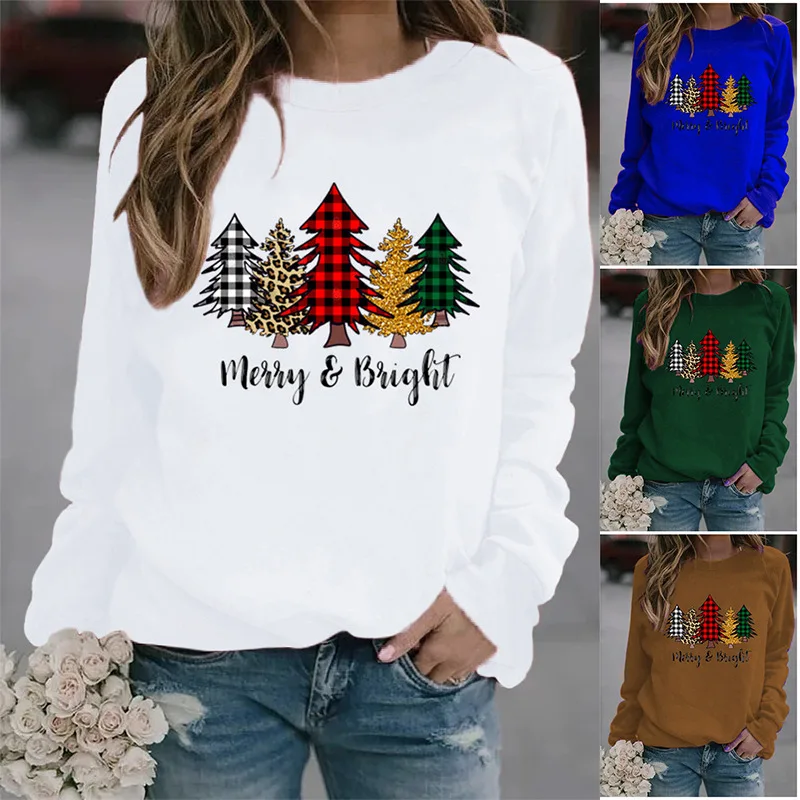 

Женская толстовка 2021, милая Осенняя Рождественская футболка с милым рисунком из мультфильма, женский топ с графическим принтом, Повседневн...