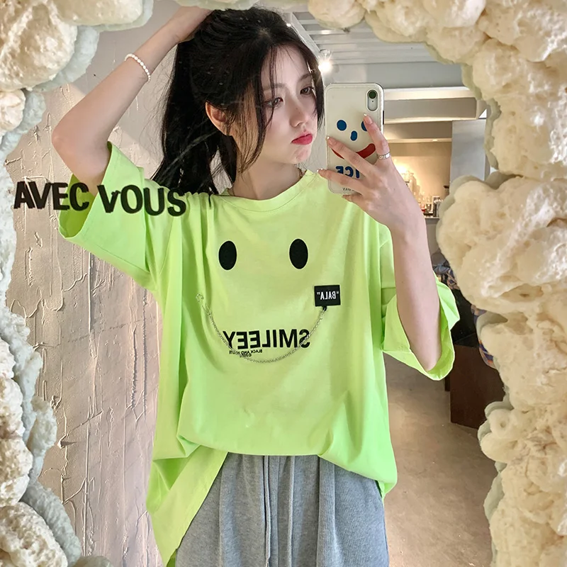 

Real Shot Short-Sleeved T-shirt for Women Summer 2021 New Korean Style Thorn