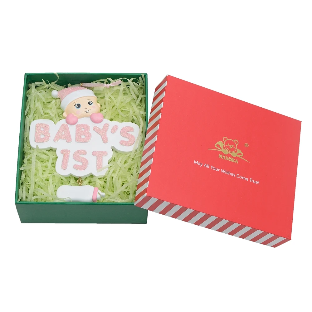 Детские Рождественские Украшения из смолы первый блеск Голубой мальчик розовый