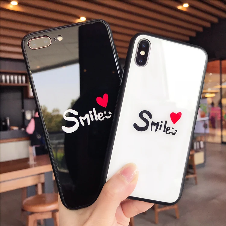 Популярный дизайн ТПУ + закаленное стекло улыбка Телефон чехол для iphone X/7/6/6S/8 plus