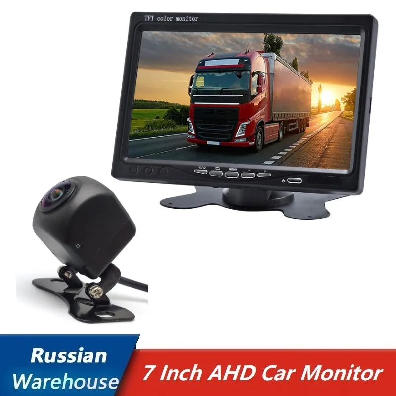 7 дюймовый 1024*600 IPS экран AHD монитор с 2 канальным входом камера объектив рыбий глаз