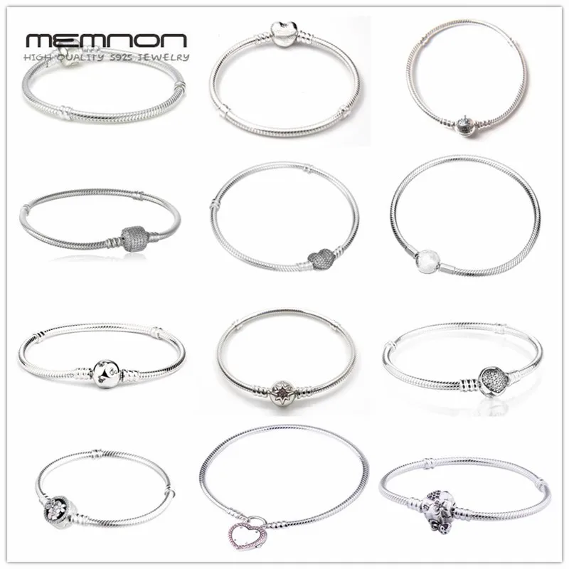 

Серебряное ювелирное изделие Memnon 925 пробы, много видов браслетов для женщин, подходят для шармов, бусины, серебряный браслет-цепочка со змеи...