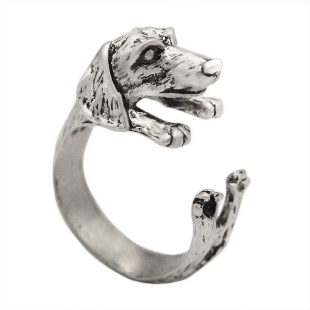 Античные бронзовые кольца для собак регулируемые на пальцы с 3D рисунком животных
