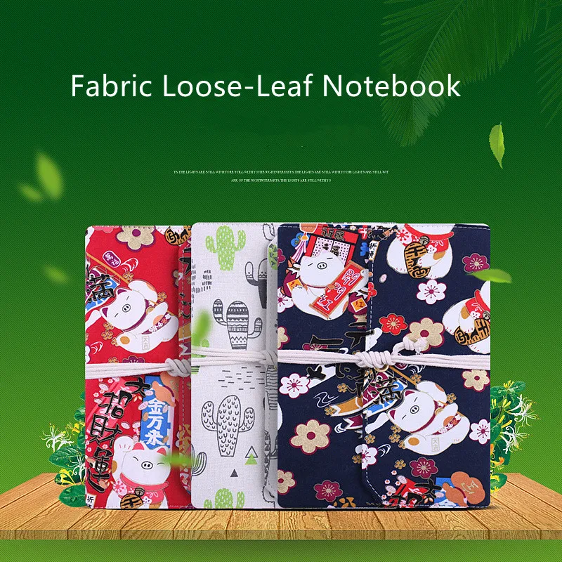

A5 A6 Linen Creative Retro Cloth Art Loose-Leaf Cloth Travel Planner Notebook Journal School Office Stationery