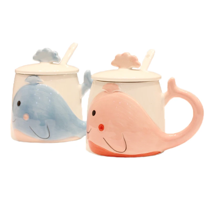 

Creative personality mark cup with cover with sweet and pure and fresh and contracted tide lovers cartoon pot-bellied cup