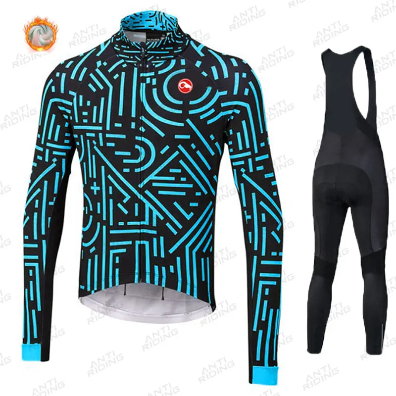 

New 2021 Men's Winter Thermal Fleece Cycling Jersey cycling Maillot Cycling Ropa ciclismo Bicycle clothes Set Triathlon Suit