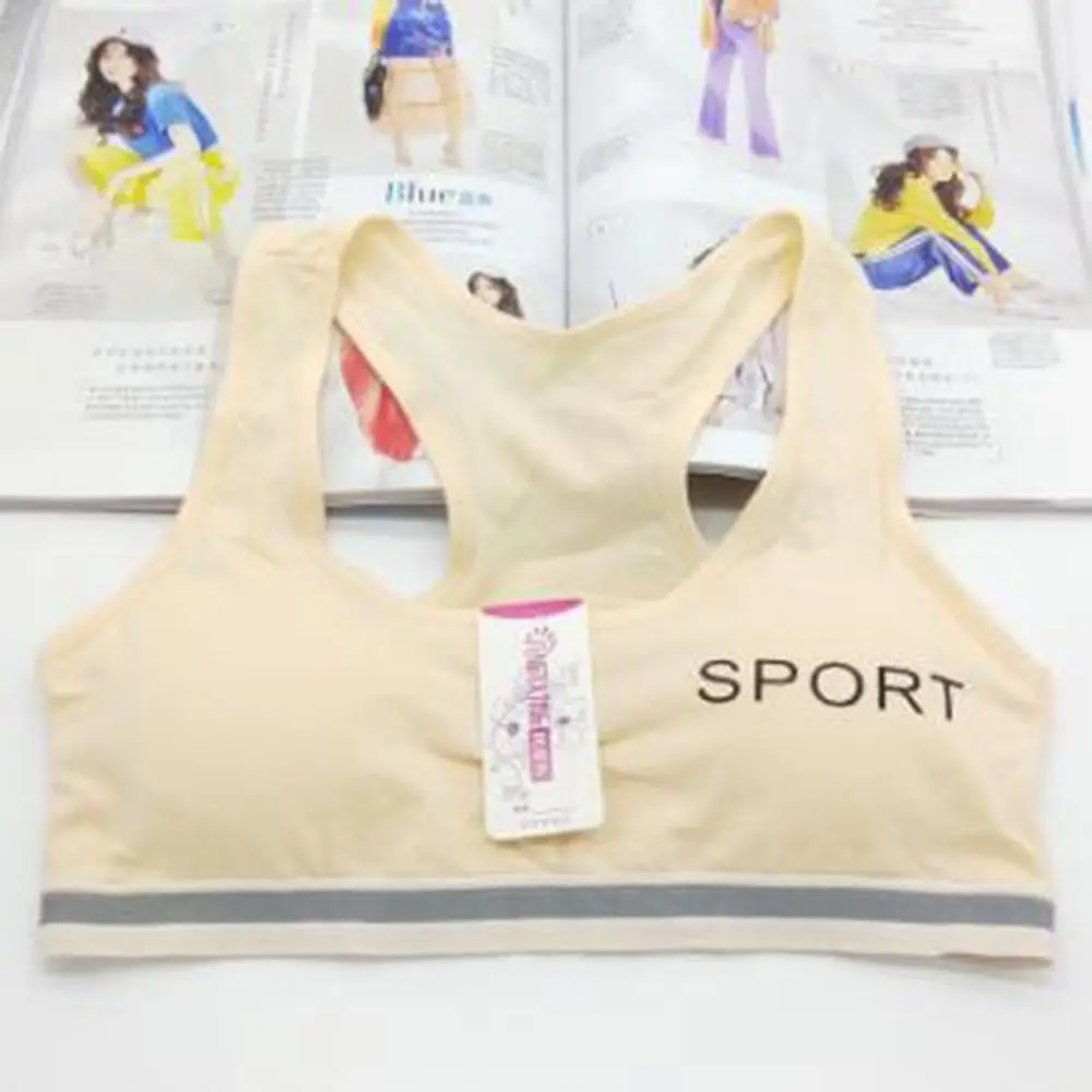 Бюстгальтер для спорта с принтом букв, милые детские трусы, нижнее белье для бега, безшовный топ.