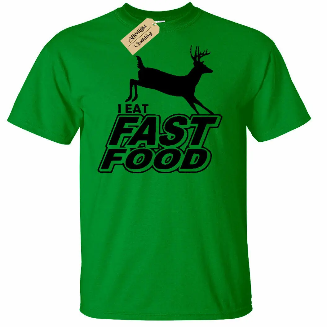 Я ем фаст-фуд смешные мужские футболки Охотник олень стрельба Охота подарок