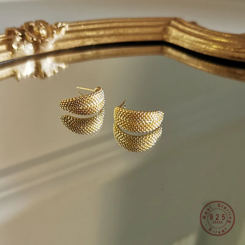 

925 Sterling Silver Creative Snakeskin Pattern Stud Earrings Women Trendy Personality Party Jewelry Accessories Girlfriend Gifts