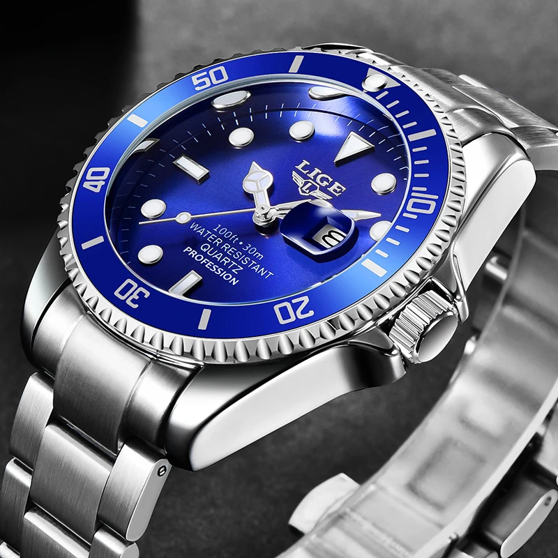 

Relogio Masculino LIGE Brand Luxury Men Sport Watches Silver Waterproof Stainless Steel Wrist Watch Man Clock Fashion Wristwatch
