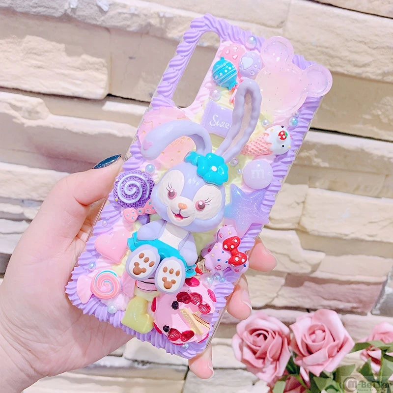DIY чехол для Samsung Note10 plus 3D rabit телефона Galaxy s10 S6/s7/s8/9 + ручной работы кремовый note8/9
