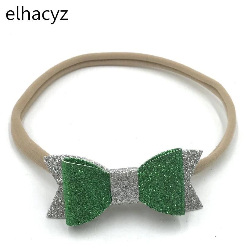 6 шт./лот красный белый зеленый Рождественский кожаный бант с нейлоновой повязкой