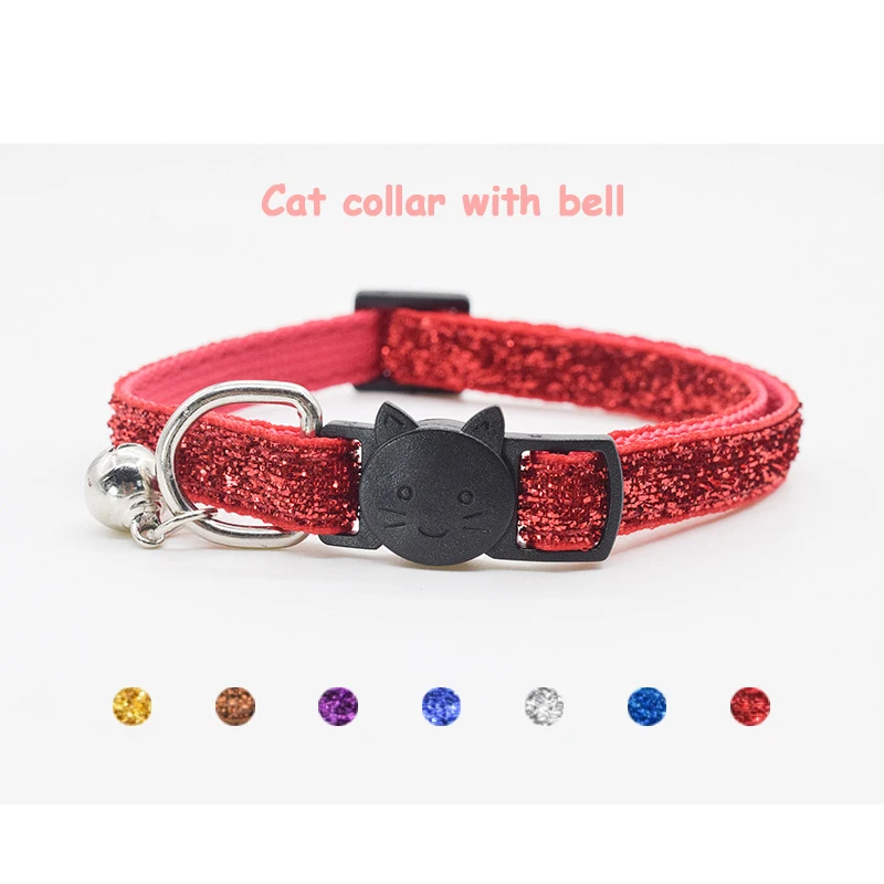 Милый цветной ошейник с колокольчиком для кошки регулируемый котенка ожерелье