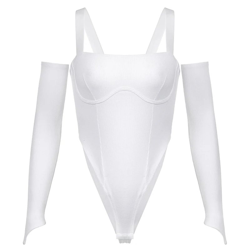 

HEYounGIRL Solid Strap Bodycon Bodysuit Women with Sleeve Autumn Basic Nuded Short Jumpsuits Ladies Fashion Ribbed Body Suit Top