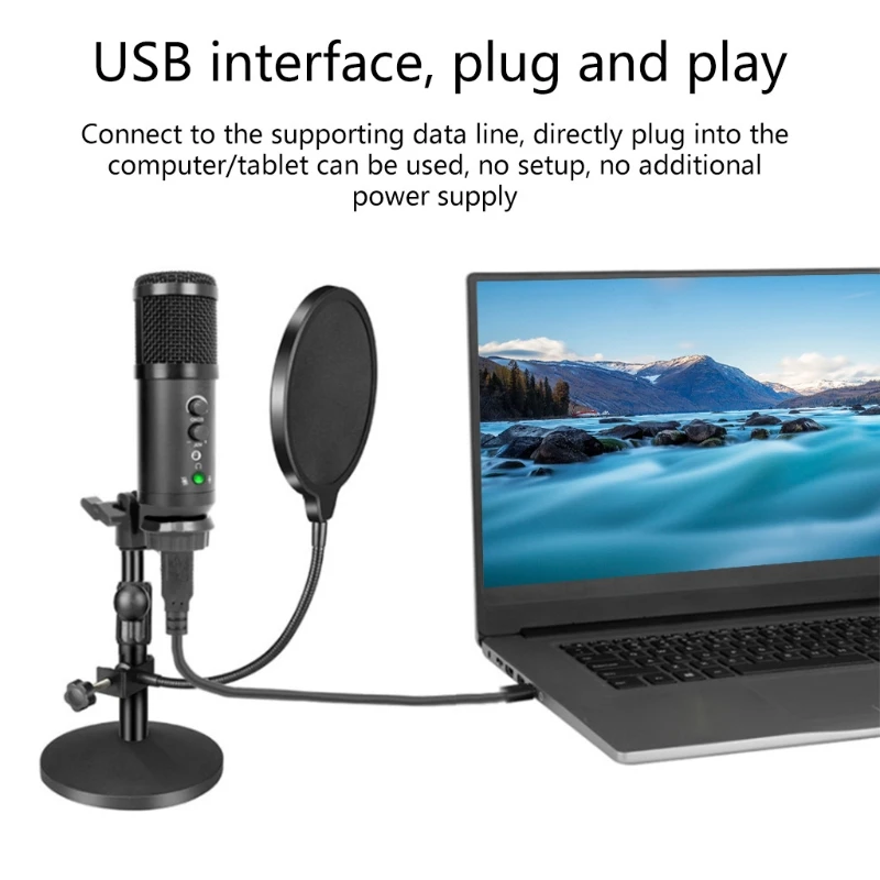 

Профессиональный USB микрофон для подкастов со штативом для потокового видео игровой вокальный Запись компьютерный микрофон Комплект Высок...