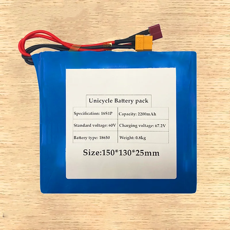 

2021 new 16S1P 60V 132wh lithium ion rechargeable battery 2200mAh used for electric unicycle electric scooter and electric banks