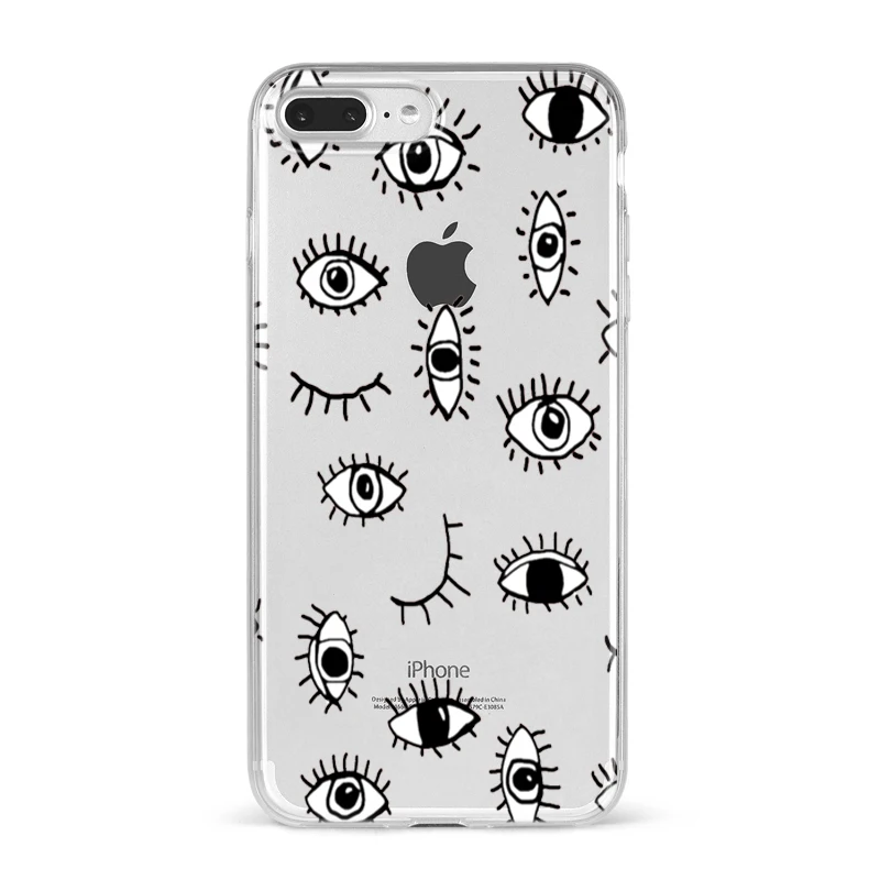 

Transparent Phone Case For Iphone XR Evil Eye Illustrations Phone Case For IPhone 11 12Pro Mini MAX X 6 7 8 Plus Soft TPU Cover