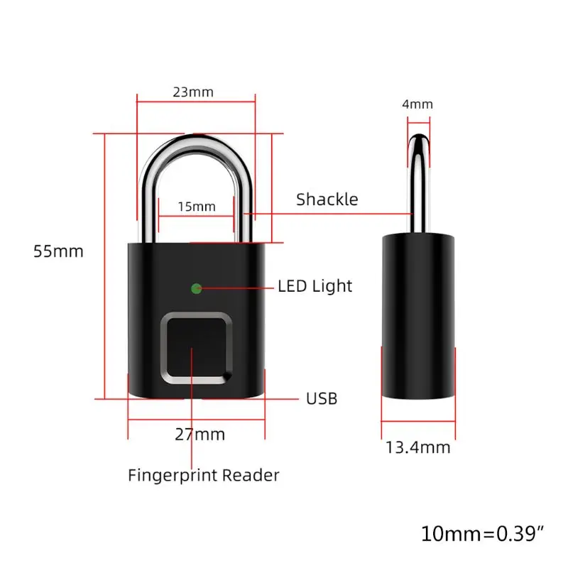 

L34 Anti-theft Security Fingerprint Lock Smart Electronic Padlock for Home Warehouse Door Cabinet Luggage Case Use Supplies