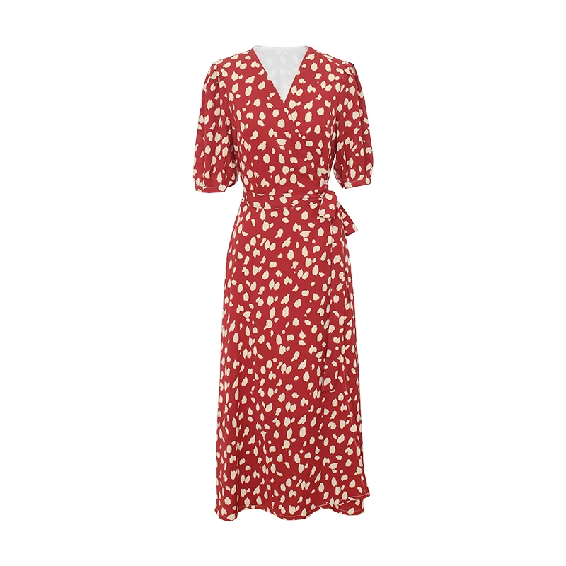 Платье женское шифоновое с запахом винтажное пикантное вечернее V-образным