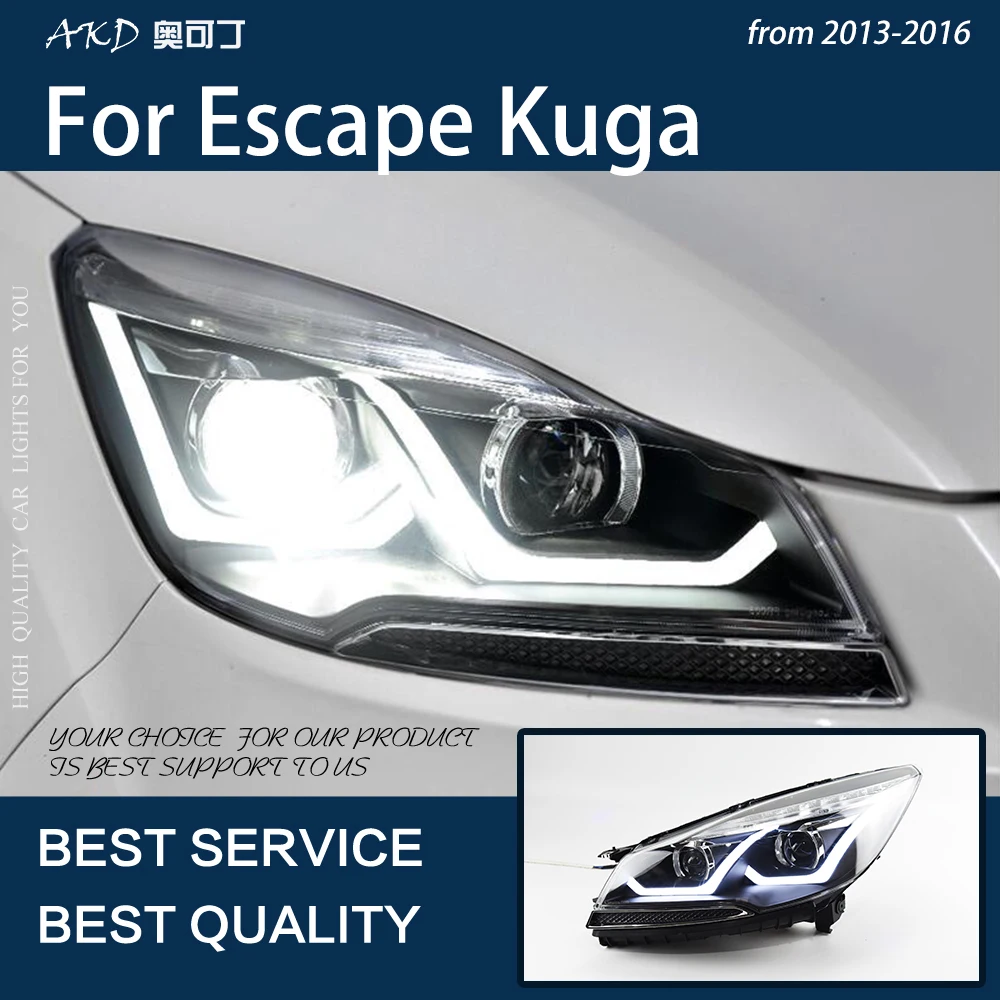 

AKD Car Styling For Escape Kuga 2013-2016 LED Headlight DRL Fog Lamp Turn Signal Light Low & High Beam Angel Eye Projector Lens