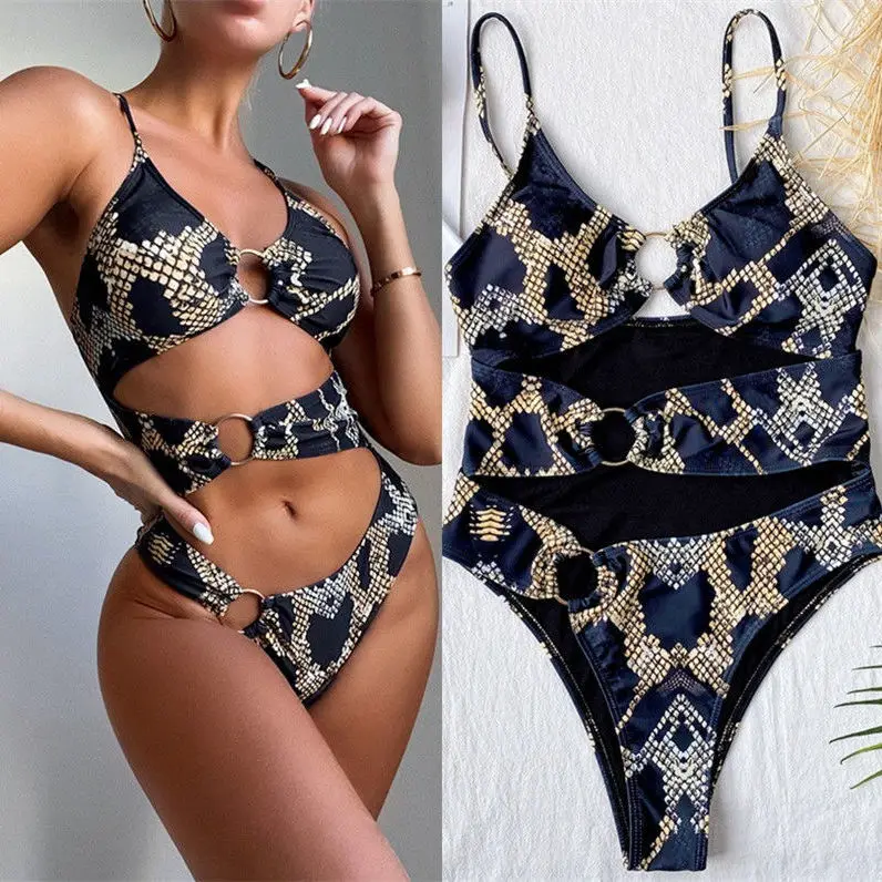 

Print Python One Piece Swimsuit Women Swimwear Monokini Printed Female Bathing Suit Swimsuit Women