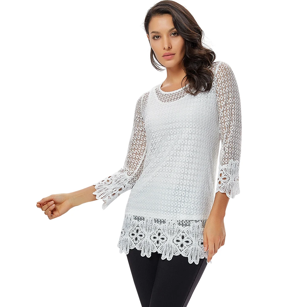 YTL Женские Летние Осенние кружевные топы из двух частей белые вязаные крючком