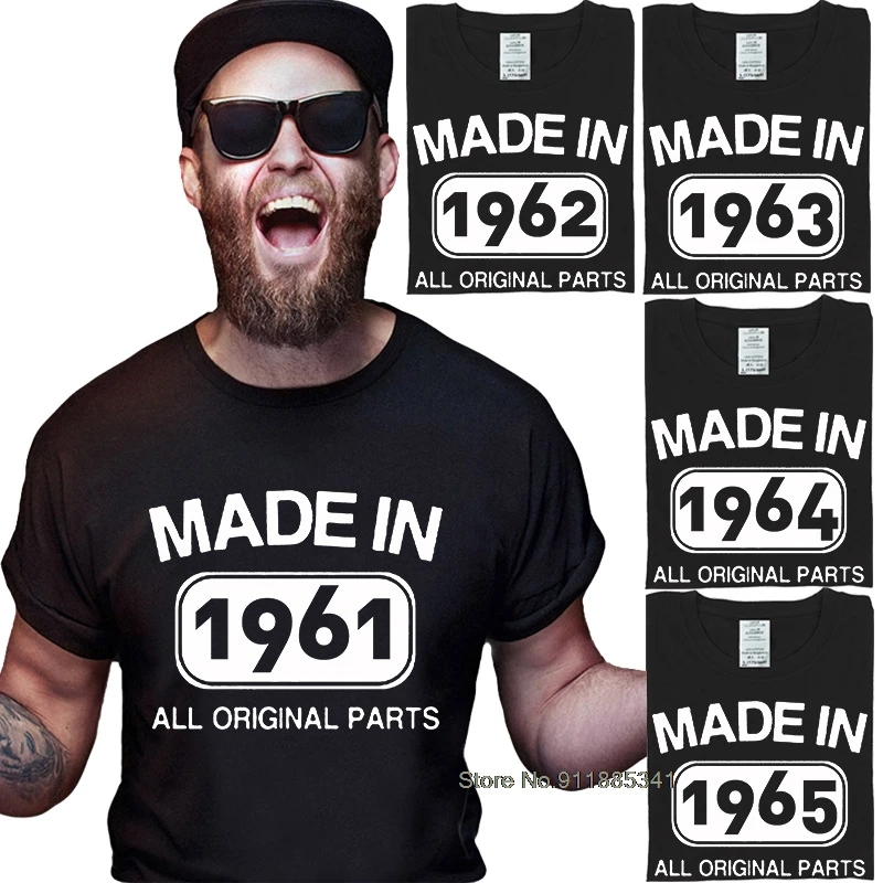 

Оригинальные детали, футболка из хлопка на день рождения, сделанная в 1961-1965 году, дизайнерские Уникальные футболки с принтом, футболка с кру...