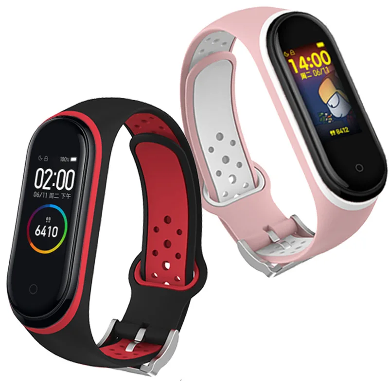 Ремешок силиконовый для Xiaomi Mi Band 4 3 сменный Водонепроницаемый двухцветный смарт
