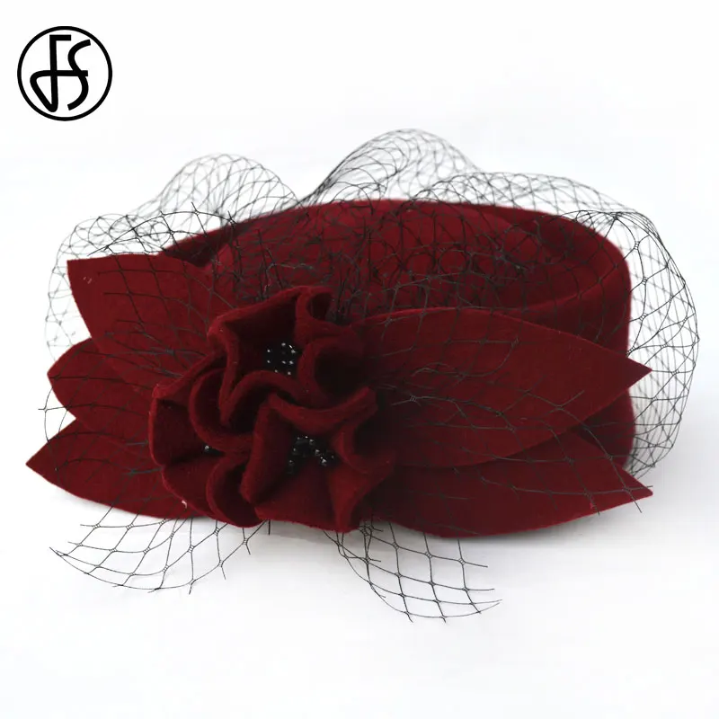 Женская шляпка Таблетка FS для церкви и торжевечерние случаев красного черного