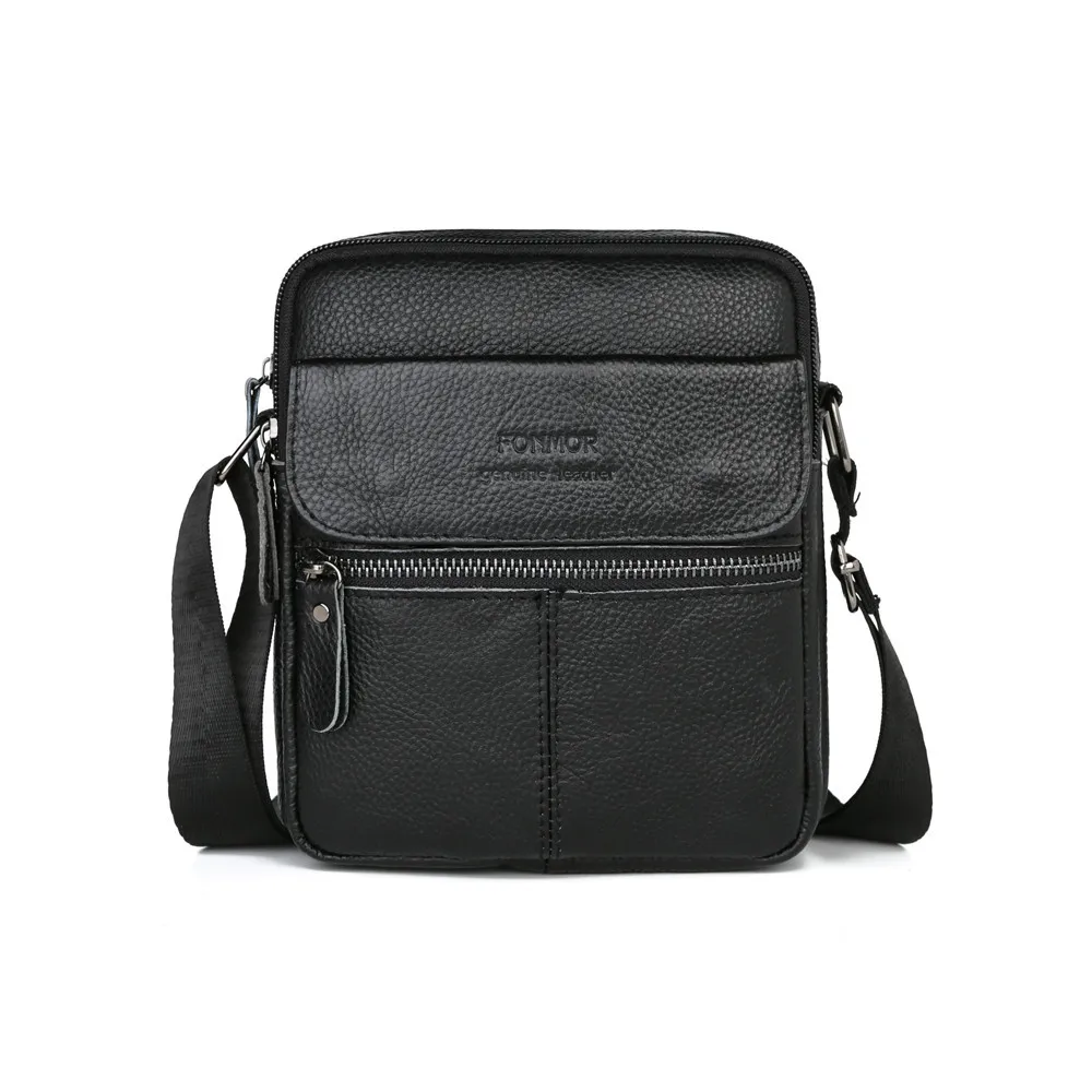 Мужская сумка мессенджер FONMOR маленькая через плечо из натуральной кожи с