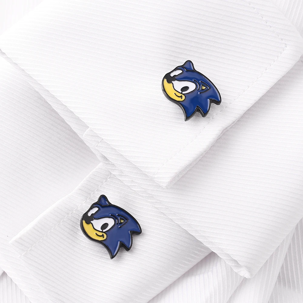 Аниме Соник мультфильм запонки в форме ежа футболка зажим для галстука одежда