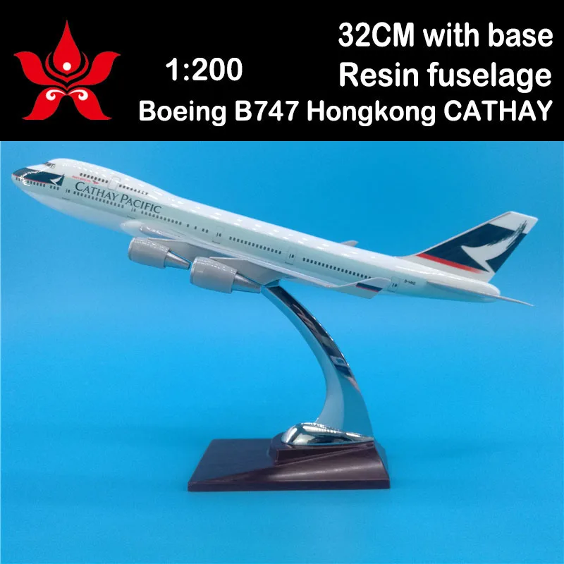 

32CM Boeing B747 Hongkong CATHAY PACIFIC Airlines Airplane Model Aircraft Diecast Plastic Alloy Plane Toy Gifts Kids Airliner