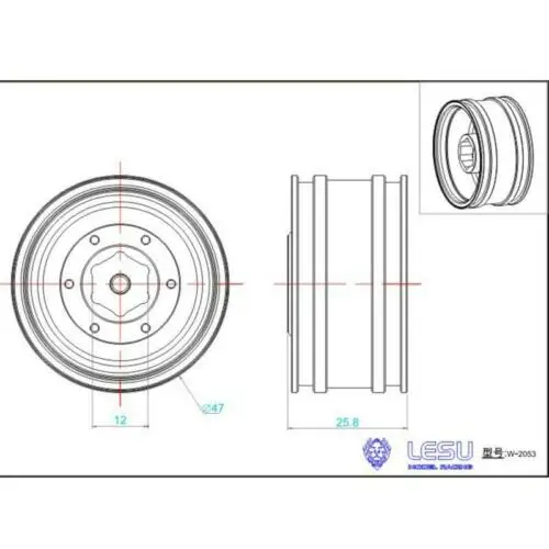 

US Stock LESU 1/14 RC Front Hub Hex Brake Axle Tamiya Bz Tractor Truck Dumper TH15250-SMT2