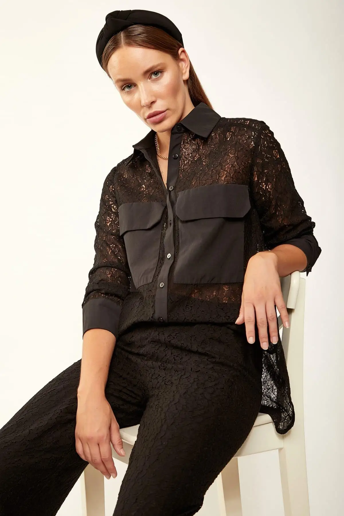 Счастье ist. Женский черный топ рубашка шесть штанов костюм FN01452 | Женская одежда