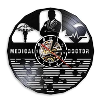 medical doctor hospital cytology art wall clock registered nurse caduceus logo heartbeat figure nurse office vinyl record watch