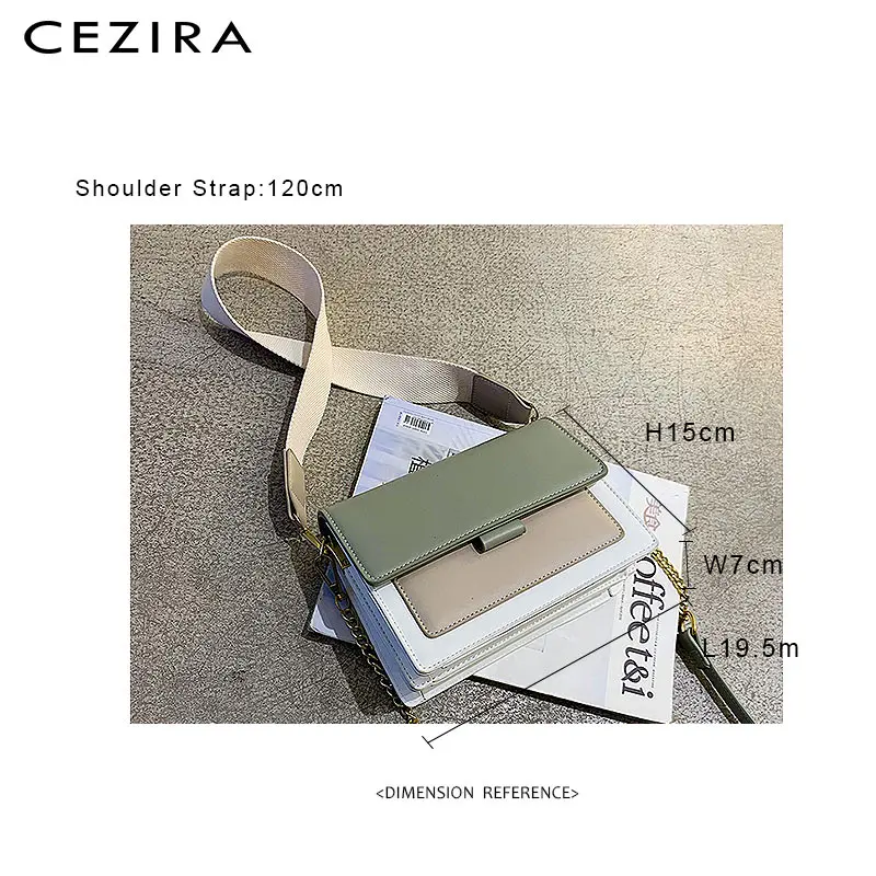 CEZIRA модная сумка контрастного цвета из искусственной кожи для женщин широкий