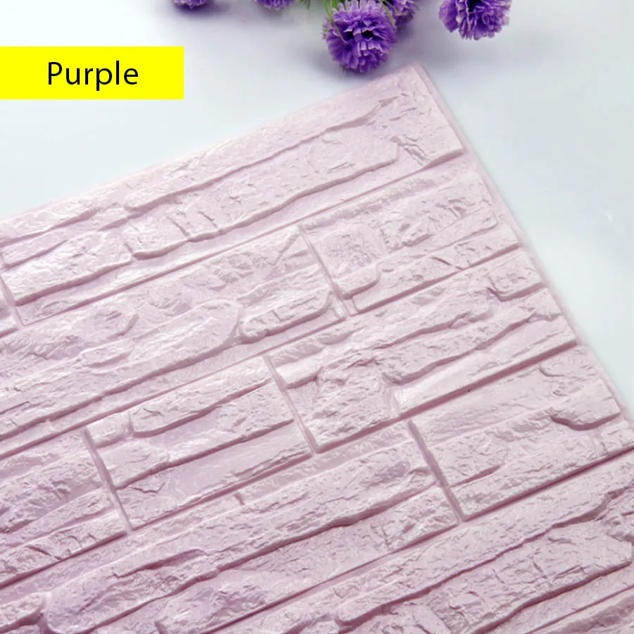 Самоклеящиеся 3D наклейки на стену DIY кирпичная Гостиная ТВ диван фон Настенный декор ПЭ пена водонепроницаемые обои для детской комнаты - Цвет: Purple