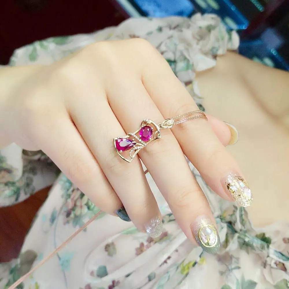 Турмалиновый кулон хорошее ювелирное изделие Настоящее золото 18 К 100%