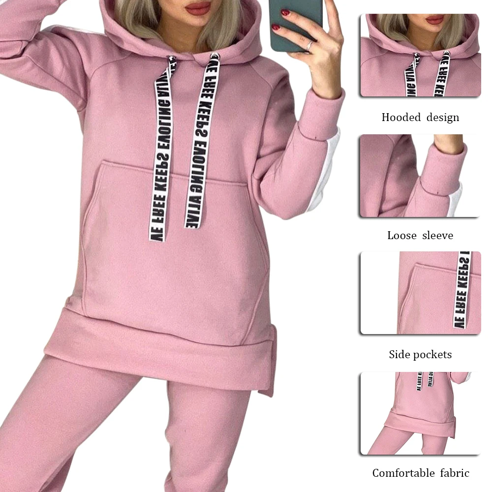 

CALOFE Two Piece Set Women Tracksuit Autumn Clothes Hooded Sweatshirt Top And Pants Sports Jogging Suit Outfits Women's Sets