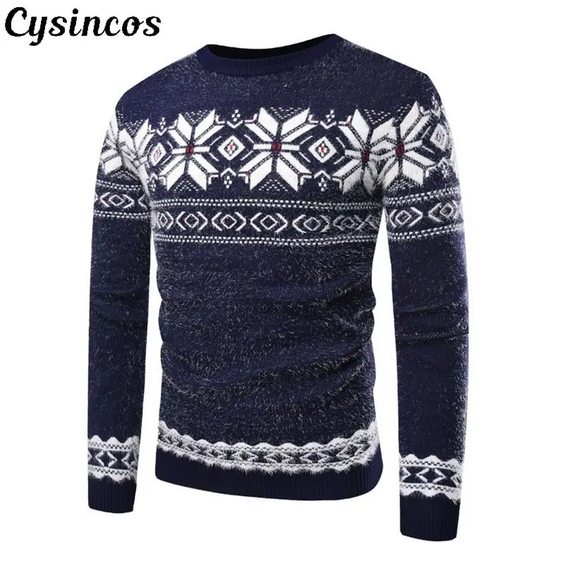 CYSINCOS 2019 новый осенне зимний Рождественский пуловер для мужчин с принтом снежного