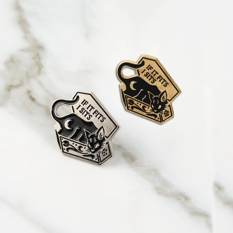 Эмалированная булавка с черной кошкой в коробке если она мне подходит броши